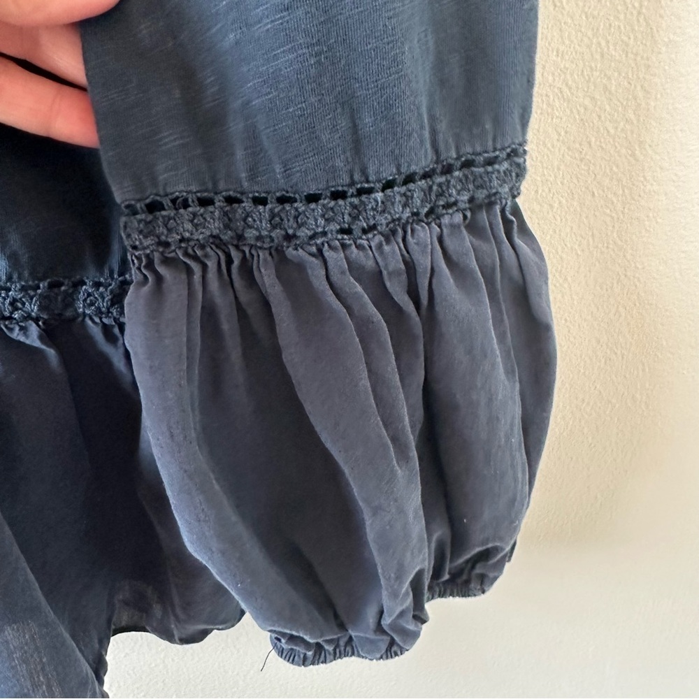 Sundance navy blue embroidered peasant style top size medium - Picture 13 of 13